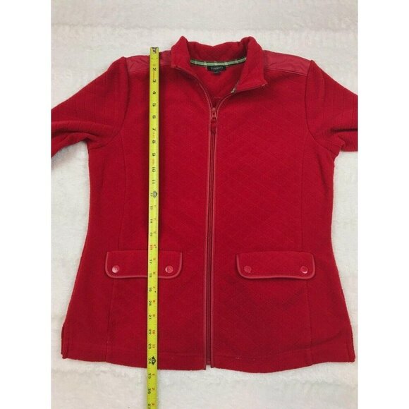 Talbots Womens Quilted Fleece Jacket Size Small Red Pockets Full Zip - Picture 6 of 7